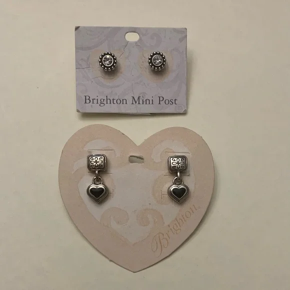 NWT Brighton silver/black LENIKS heart post earrings and mini post earrings lot. - Picture 1 of 1